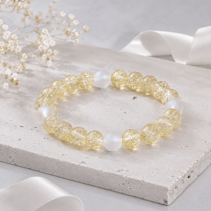 Light Yellow Exploding Flower Crystal Frosted Bracelet